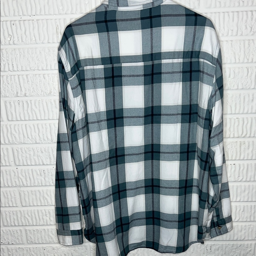 Jachs Girlfriend White and Green Plaid Casual Flannel Shirt - Picture 2 of 4